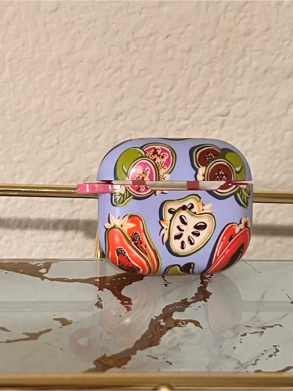 Stylish Fruit-Print Lavender AirPods Case
